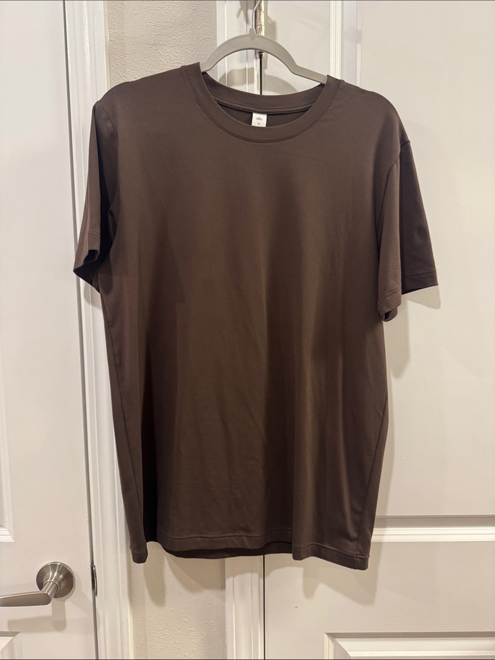 Men's ALO Short Sleeve Crewneck Tee in Dark Brown